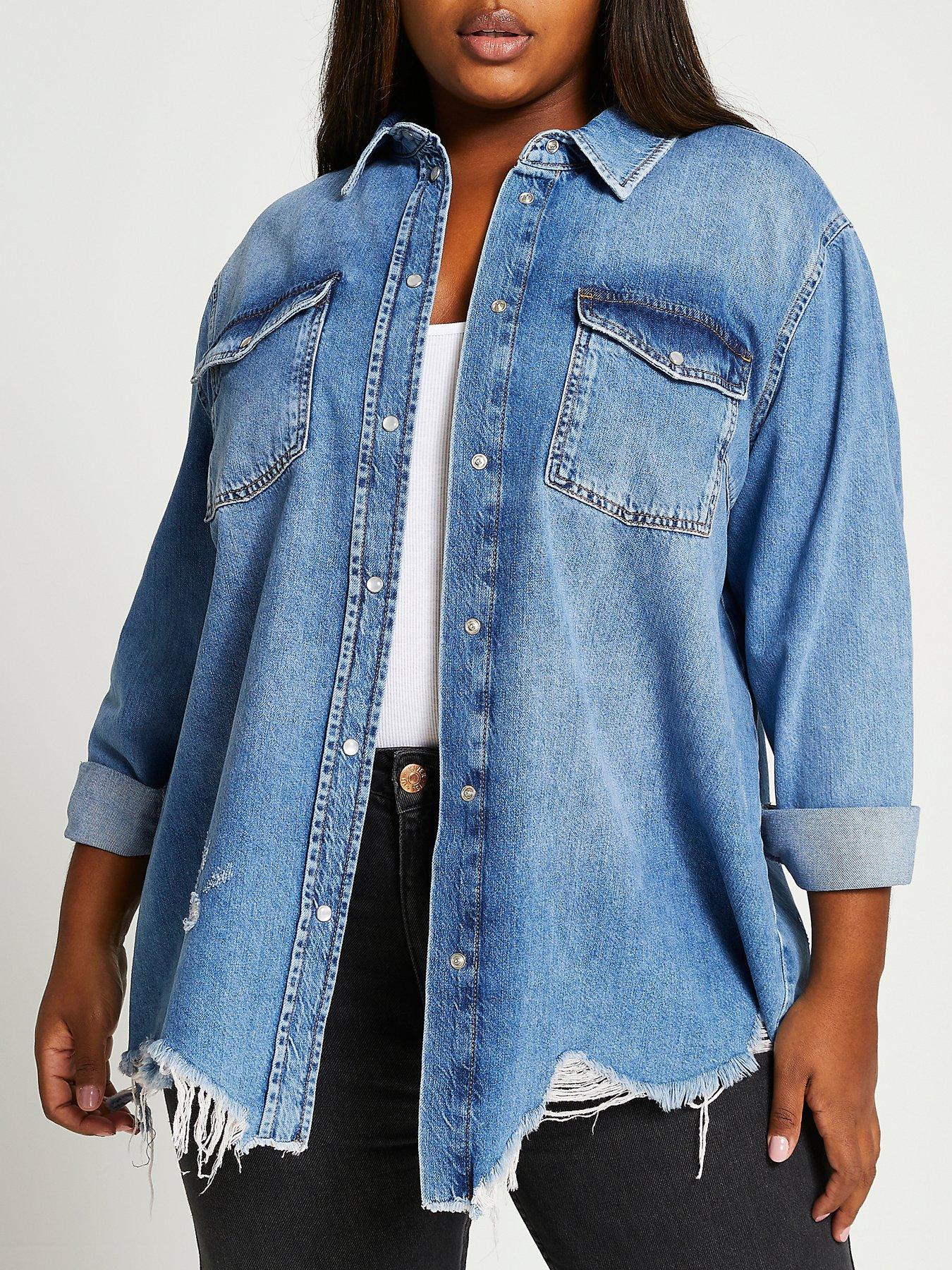 plus size longline denim jacket
