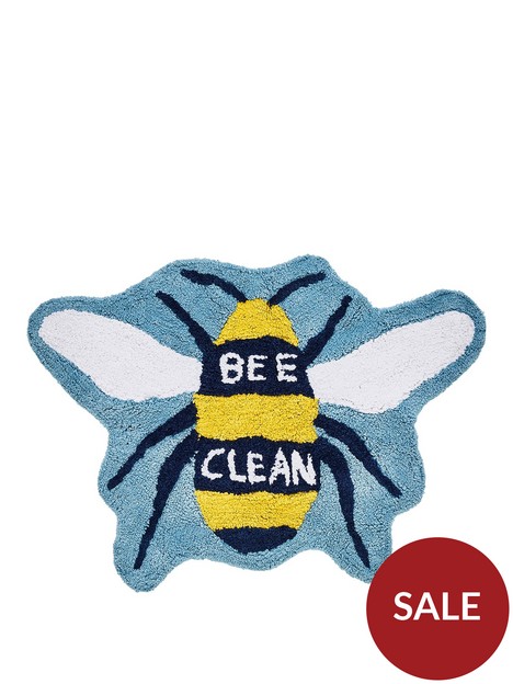 joules-bee-clean-bath-mat-pale-blue