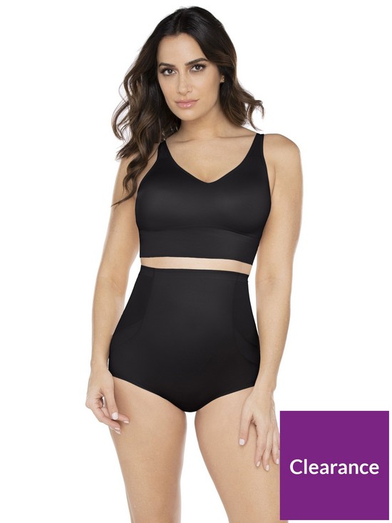 front image of miraclesuit-sport-bra-top-shaper-black