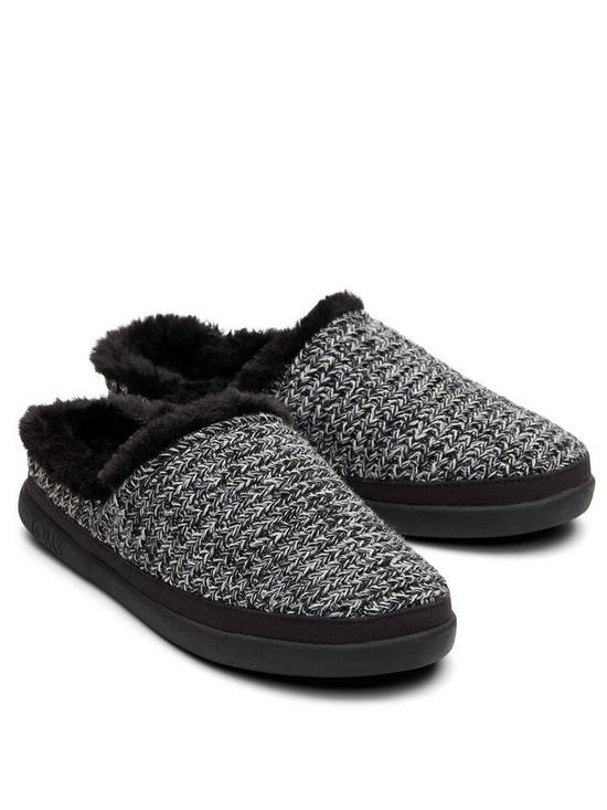 front image of toms-cosy-sweater-mule-slippers-black