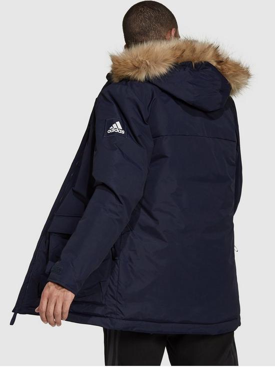 stillFront image of adidas-utilitas-hooded-parka-jacket-navy