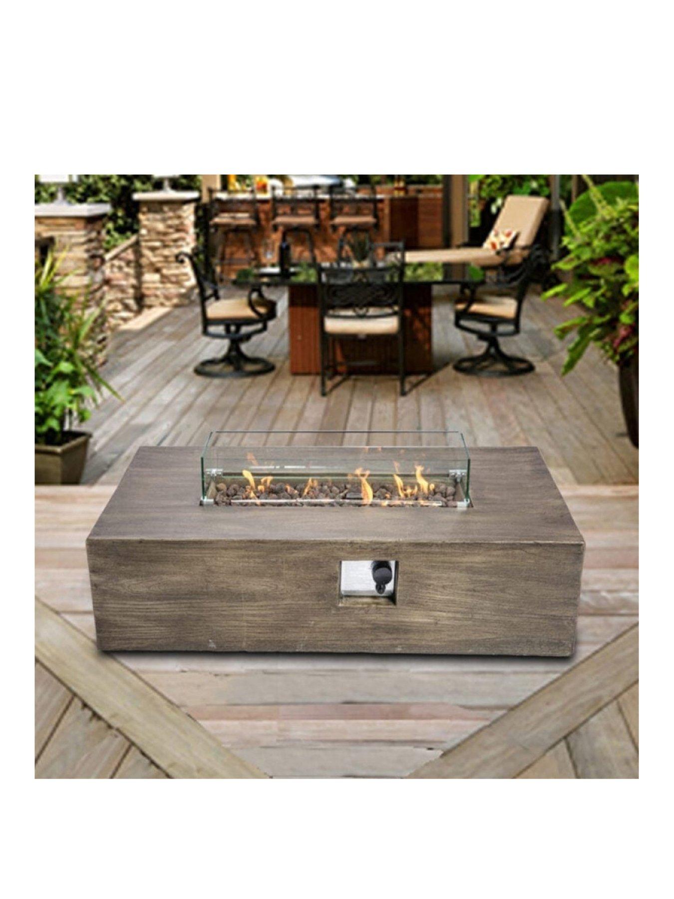 undefined Outdoor Gas Fire Pit With Lava Rocks and Cover
