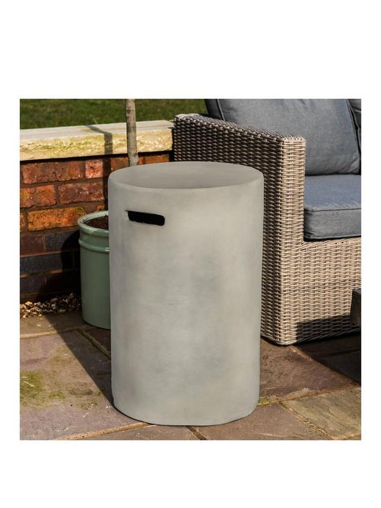 front image of teamson-home-outdoor-gas-fire-pit-cylinder-storage-grey