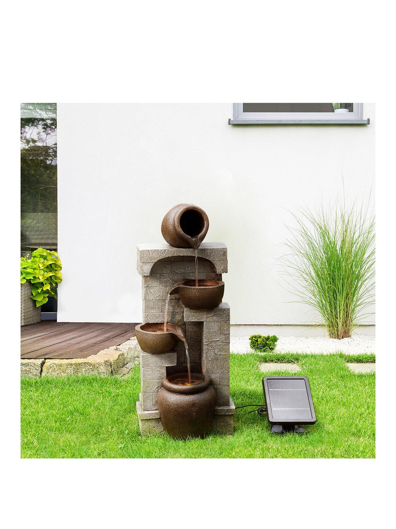 Image 1 of 7 of Teamson Home Peaktop Solar Power Water Fountain Garden Bronze Ornament