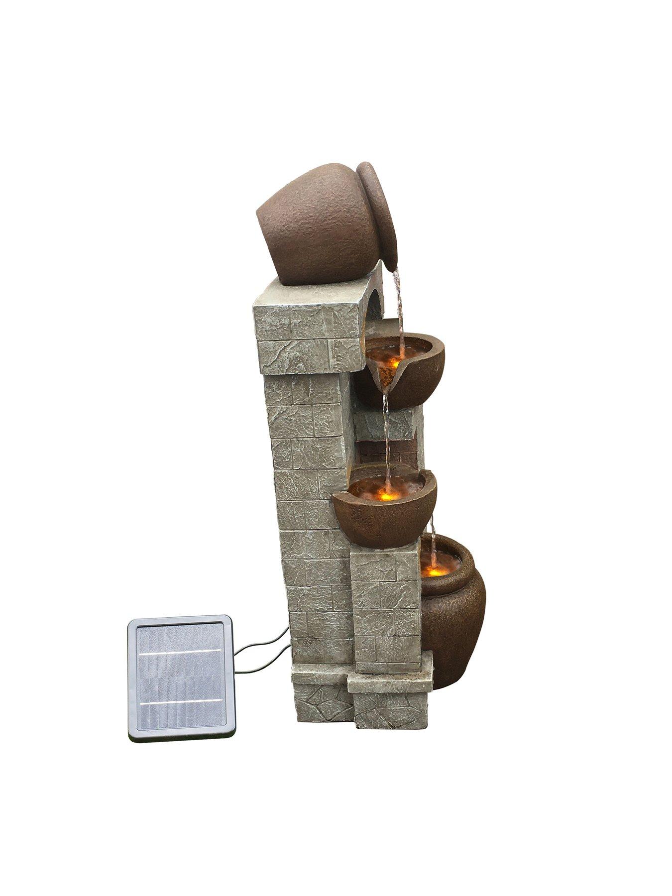 Image 3 of 7 of Teamson Home Peaktop Solar Power Water Fountain Garden Bronze Ornament