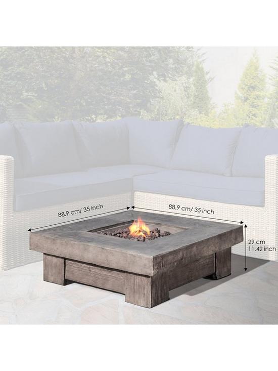 stillFront image of teamson-home-gas-fire-pit-wooden-with-lava-rock-and-cover
