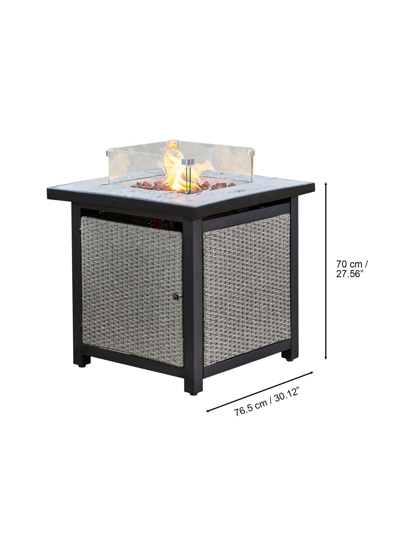 Teamson Home Outdoor Gas Fire Pit Rattan