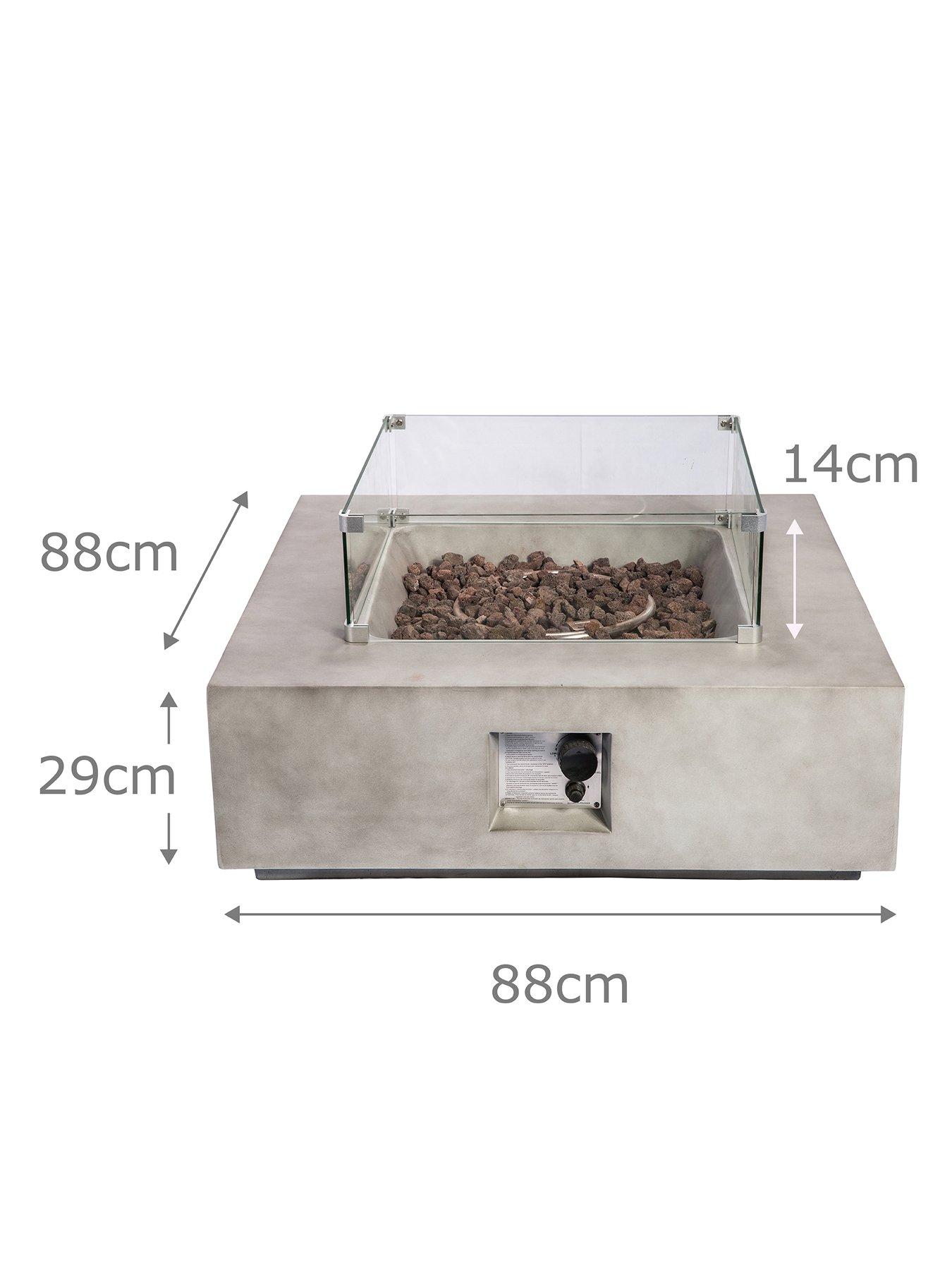  image of teamson-home-outdoor-gas-fire-pit-wooden-with-lava-rock-amp-cover