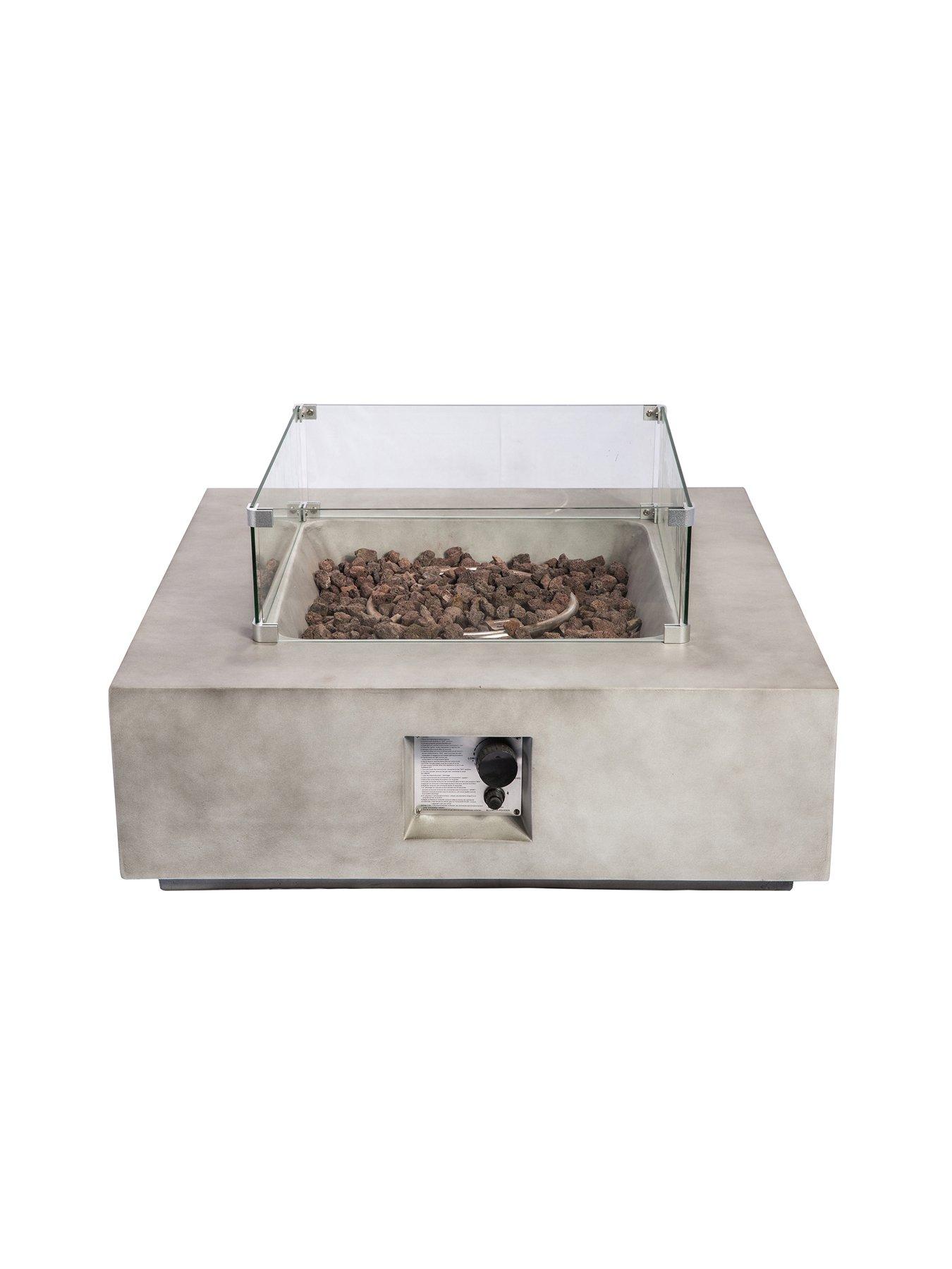  image of teamson-home-outdoor-gas-fire-pit-wooden-with-lava-rock-amp-cover