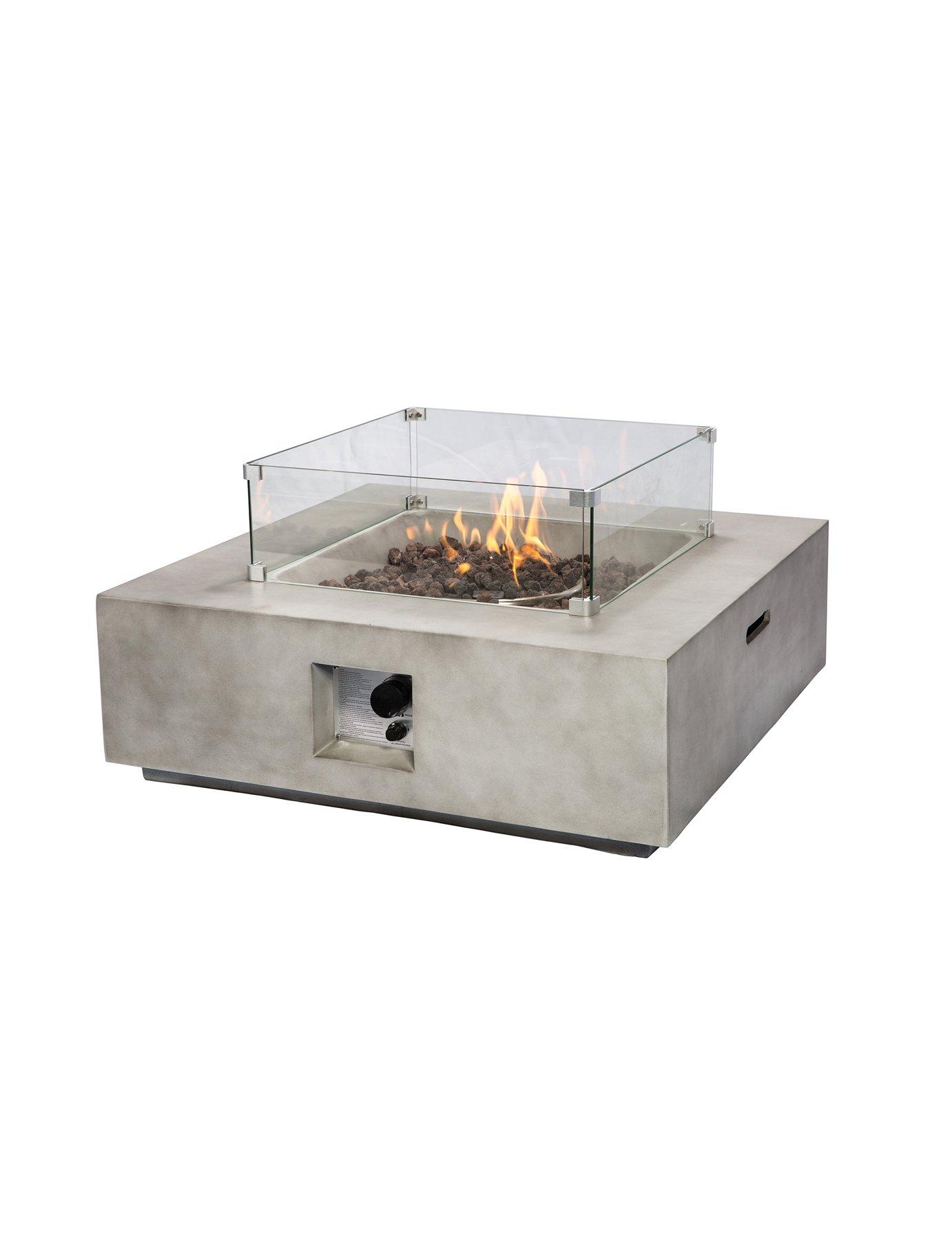  image of teamson-home-outdoor-gas-fire-pit-wooden-with-lava-rock-amp-cover