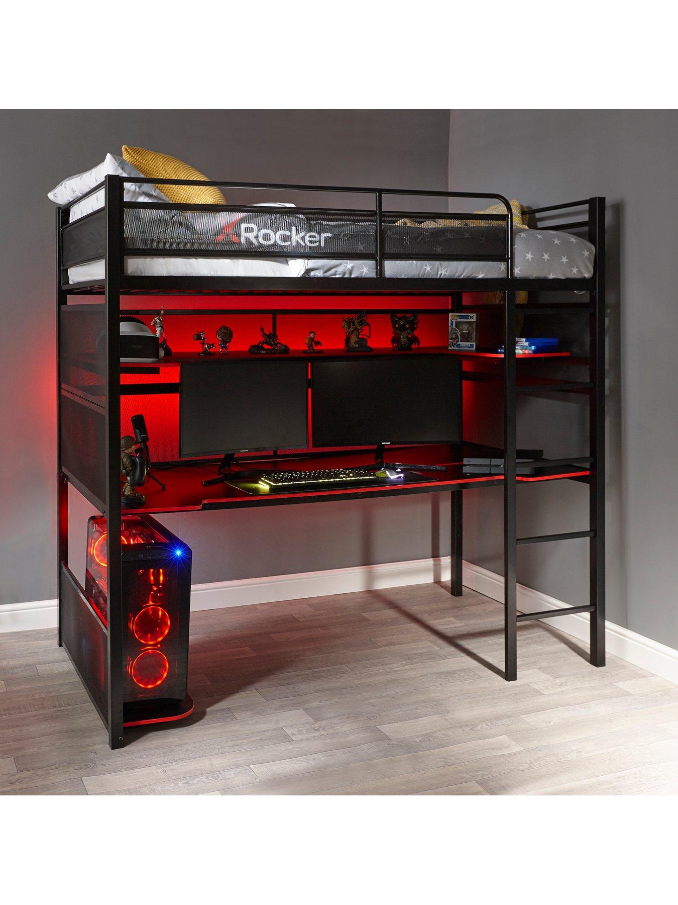 X Rocker Battlestation High Sleeper Bed and Desk | littlewoods.com