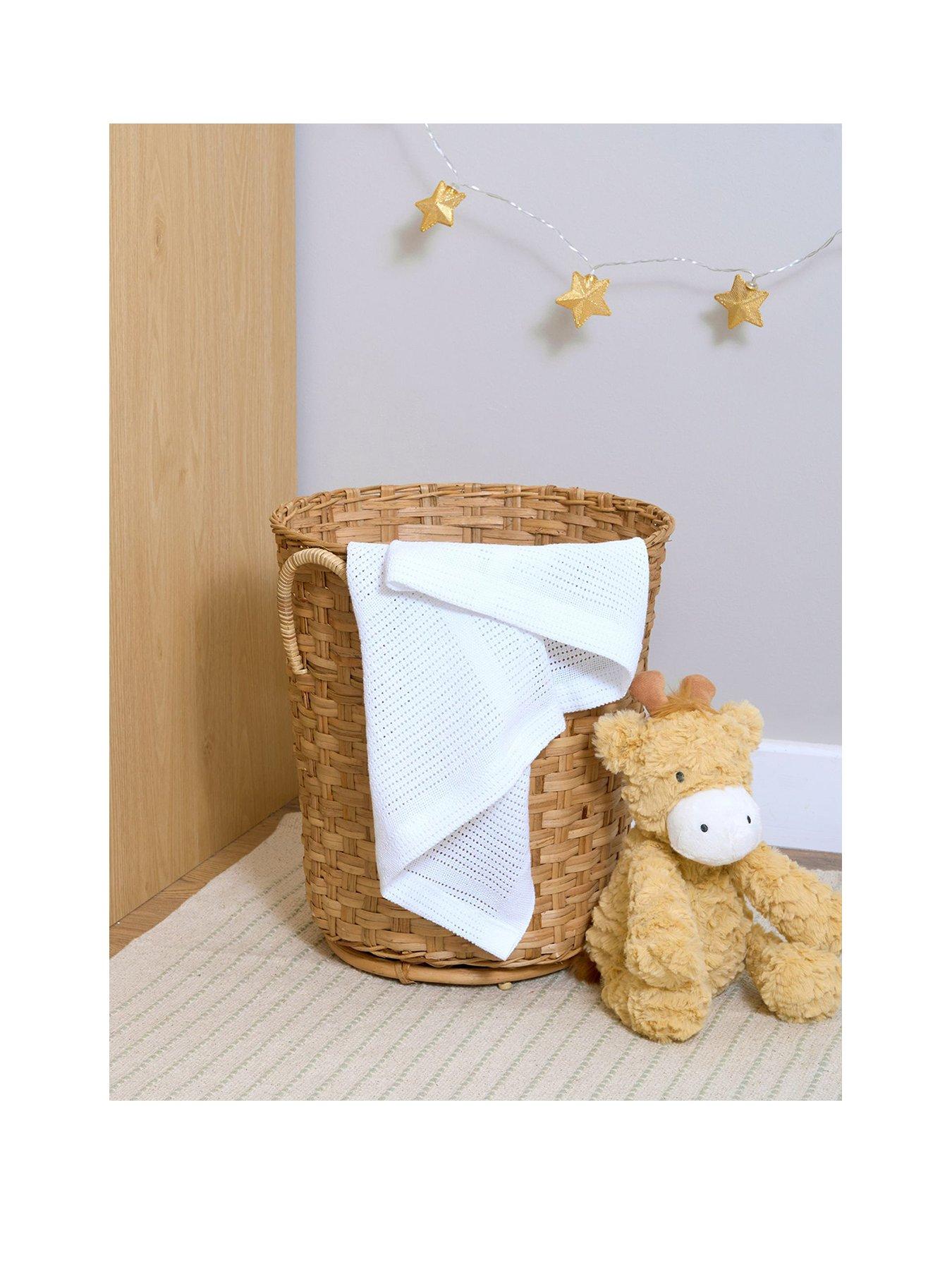  image of clair-de-lune-soft-cotton-cellular-pram-blanket-white
