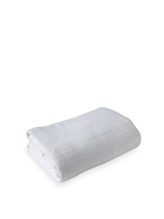 front image of clair-de-lune-cellular-cot-bed-blanket-white