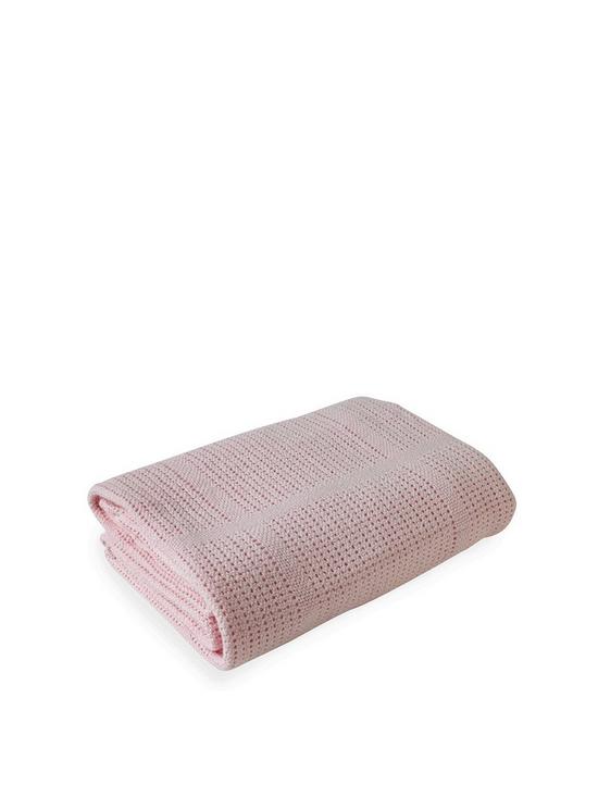 front image of clair-de-lune-cellular-pram-blanket-pink