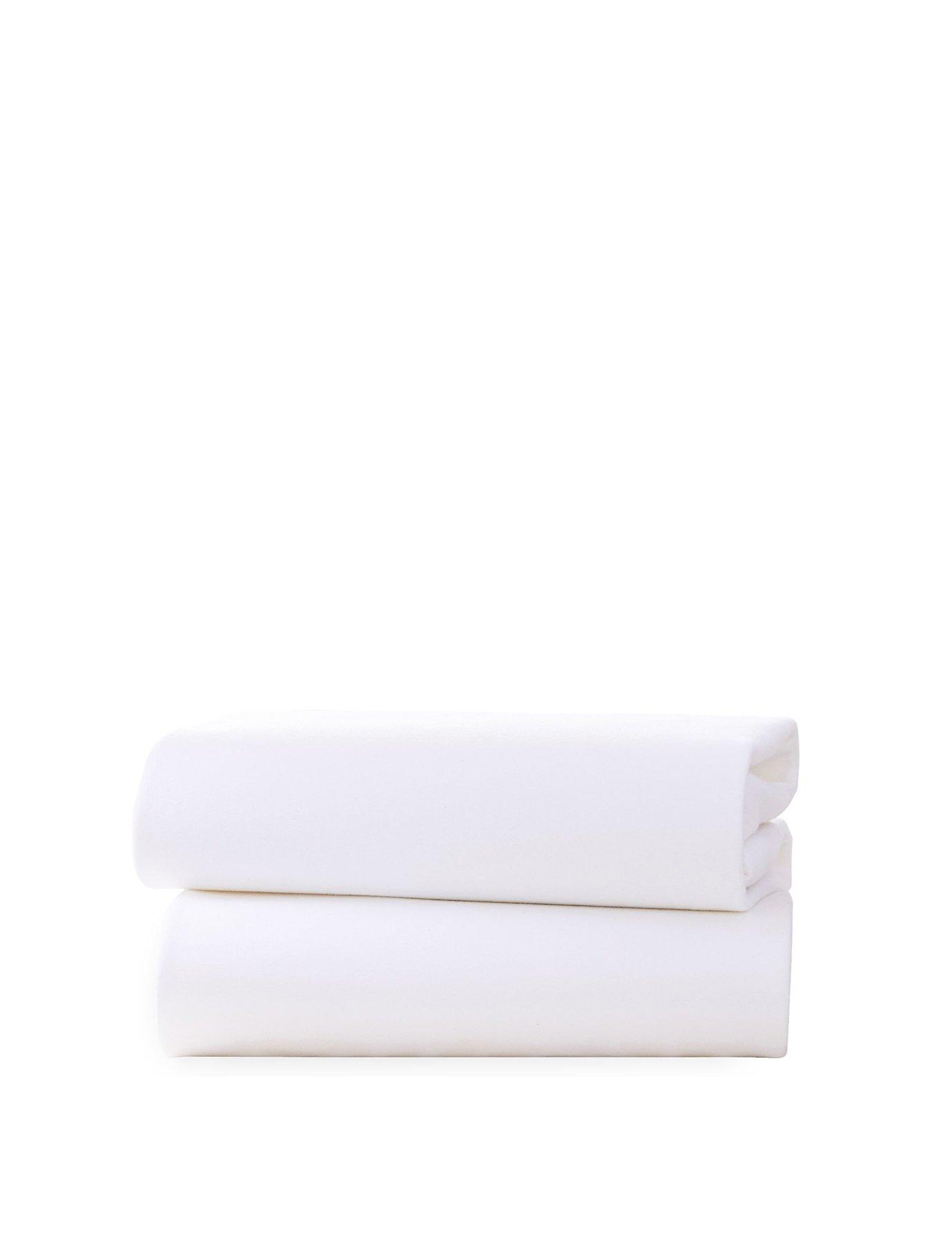 undefined 2 Pack Cotton Fitted Pram/Crib Sheets (90 x 40 cm) - White