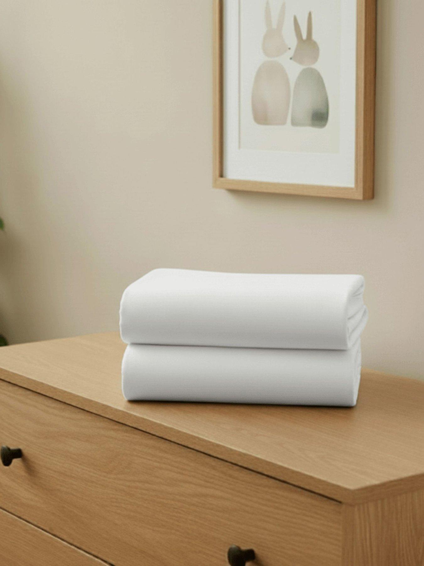 Clair De Lune 2 Pack Cotton Fitted Pram/Crib Sheets (90 x 40 cm) - White