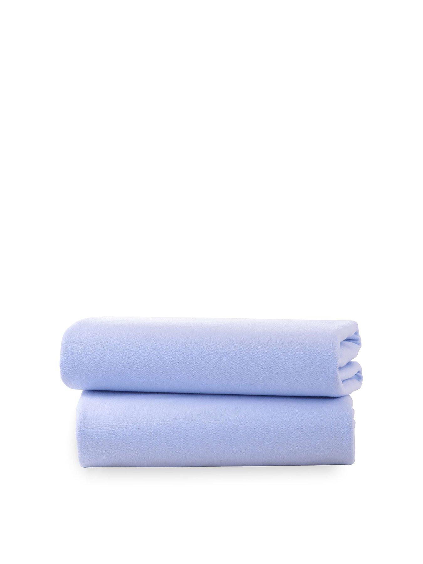 2x Crib Jersey Cradle Fitted Sheet 100% Cotton 40 x 90cm Blue 