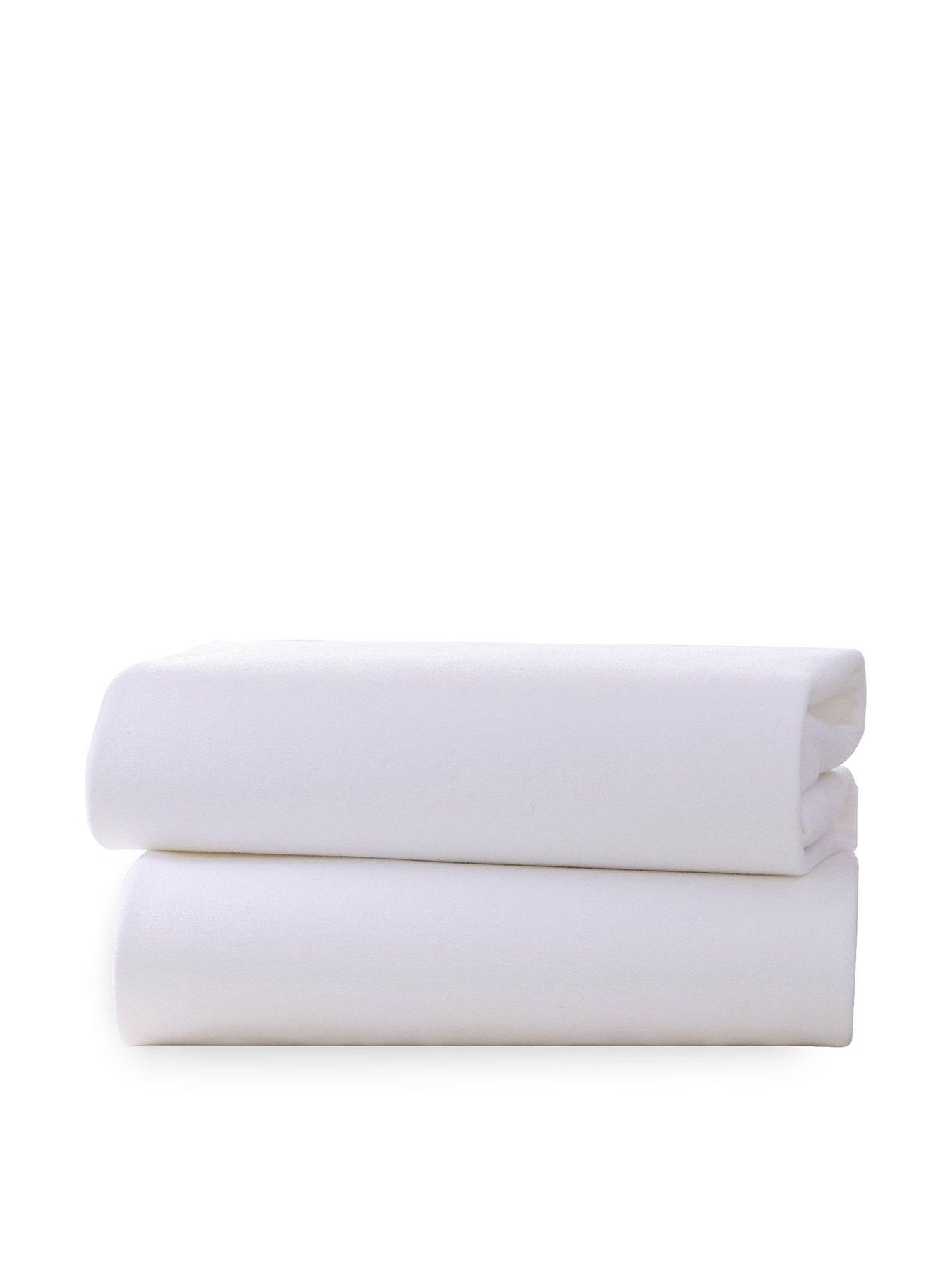  image of clair-de-lune-2-pack-fitted-cotton-cot-sheets-120-x-60-cm-white
