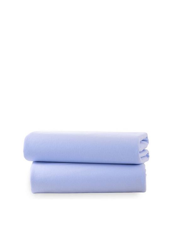 front image of clair-de-lune-pack-of-2-fitted-cot-bed-sheets-blue