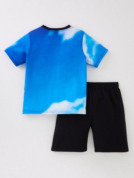 back image of nintendo-boys-mariokart-digi-print-t-shirt-amp-short-set-blueblack