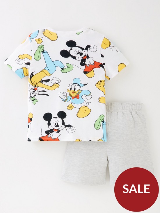 back image of mickey-mouse-boys-disney-mickey-mouse-printed-t-shirt-and-shorts-set-grey