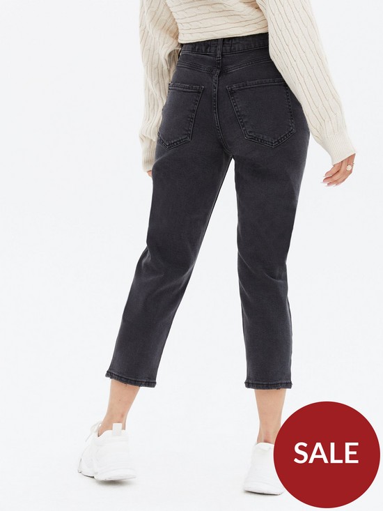 stillFront image of new-look-petite-ripped-high-waist-tori-mom-jeans-black