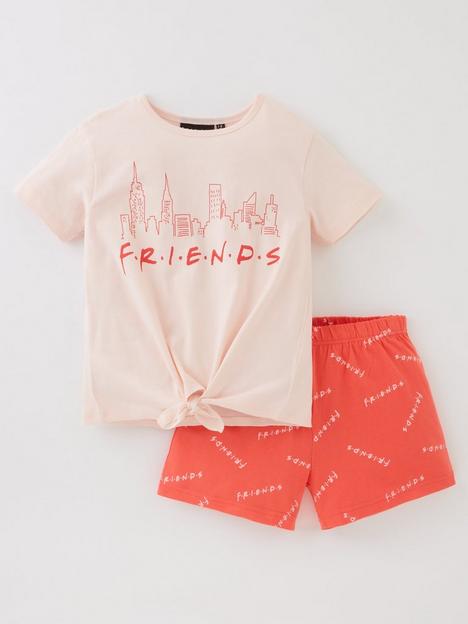 friends-girls-friends-tie-front-new-york-pyjama-short-set-pink