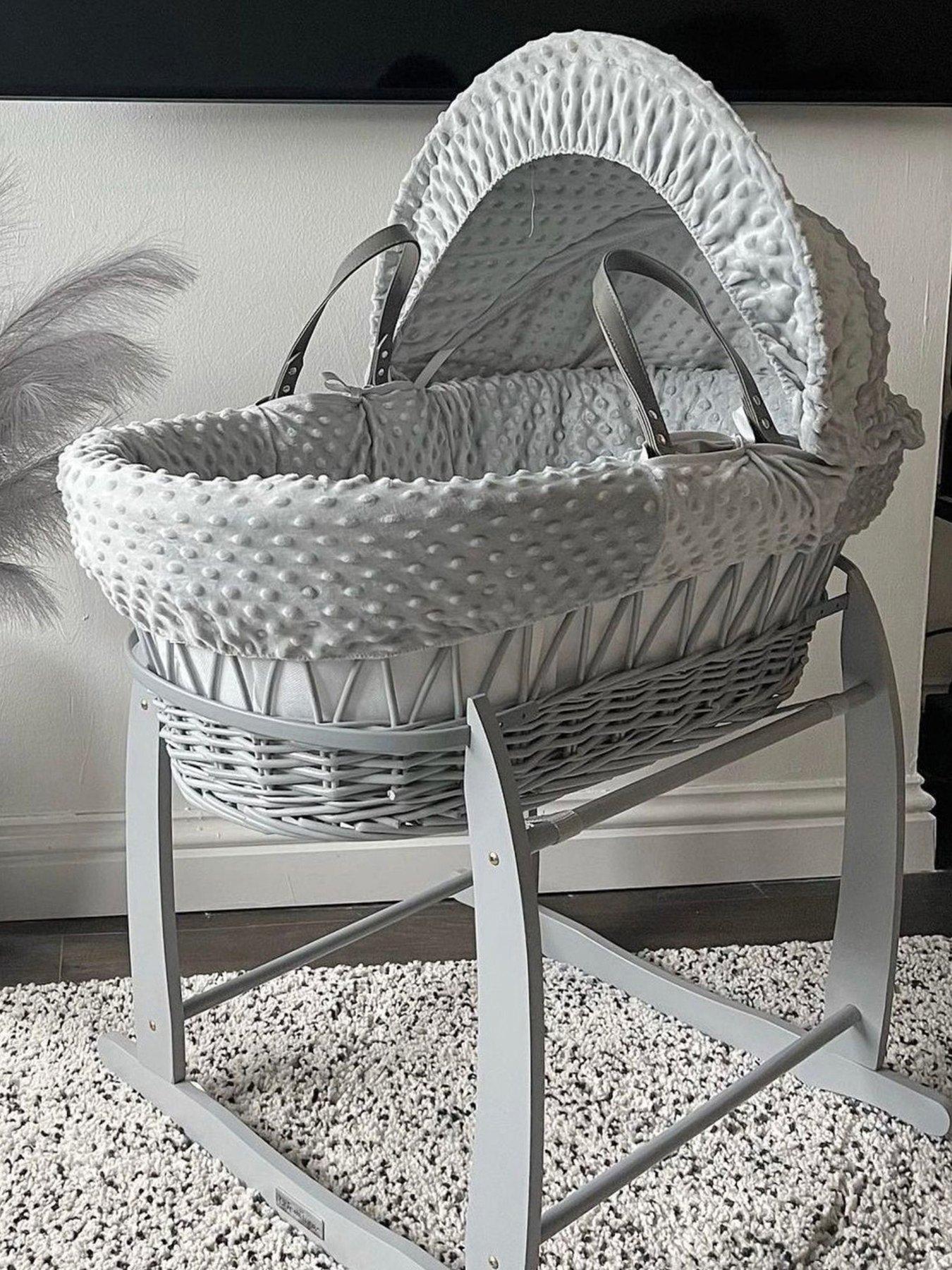 clair-de-lune-dimple-grey-wicker-moses-basket-amp-deluxe-rocking-stand-grey