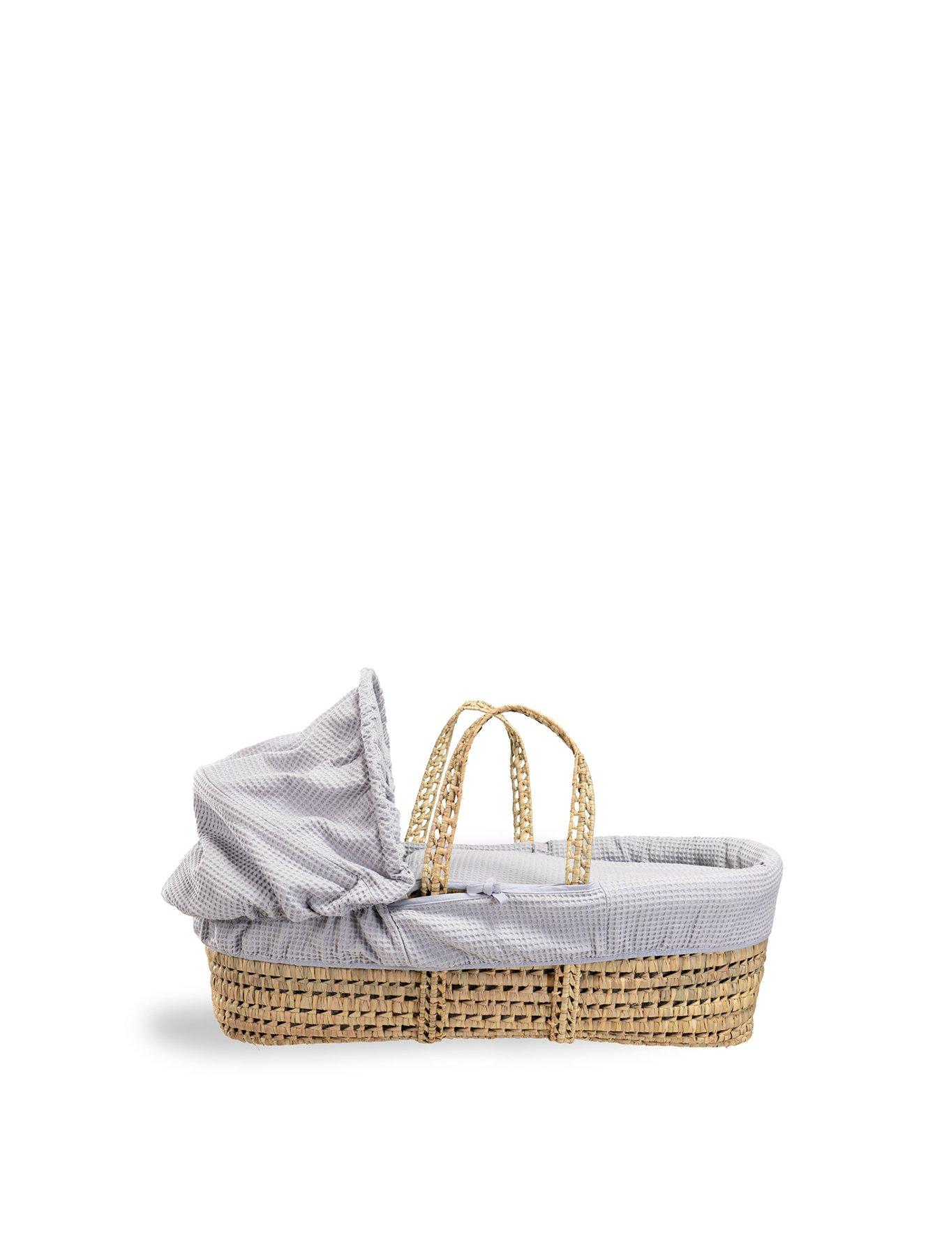 image of clair-de-lune-waffle-palm-moses-basket-amp-natural-folding-stand