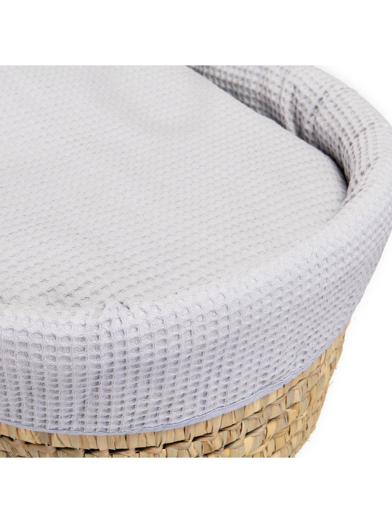  image of clair-de-lune-waffle-palm-moses-basket-amp-natural-folding-stand
