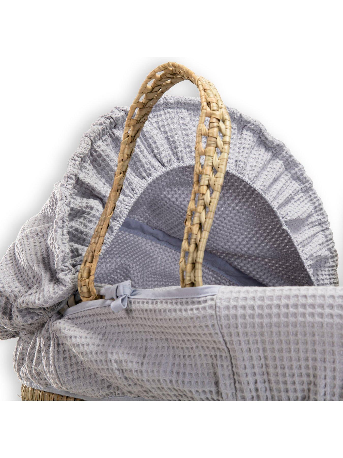  image of clair-de-lune-waffle-palm-moses-basket-amp-natural-folding-stand
