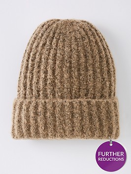 pieces-recycled-blend-chunky-rib-beanie-hat-beige