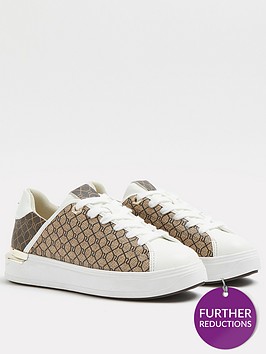 river-island-wide-fit-monogram-lace-up-trainer-beige