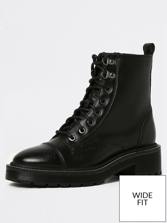 front image of river-island-wide-fit-panelled-ankle-boot-black