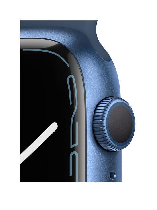 stillFront image of apple-watch-series-7-gps-45mm-blue-aluminium-case-with-abyss-blue-sport-band