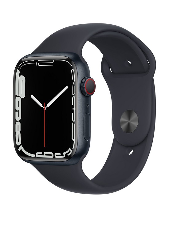 front image of apple-watch-series-7-gps-cellular-45mm-midnight-aluminium-case-with-midnight-sport-band