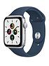  image of apple-watch-se-gps-44mm-silver-aluminium-case-with-abyss-blue-sport-band