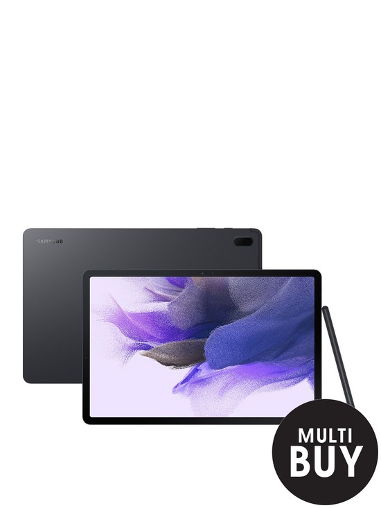 front image of samsung-galaxy-tab-s7-fe-124in-tablet-64gb-wi-fi-black-with-free-keyboard-case