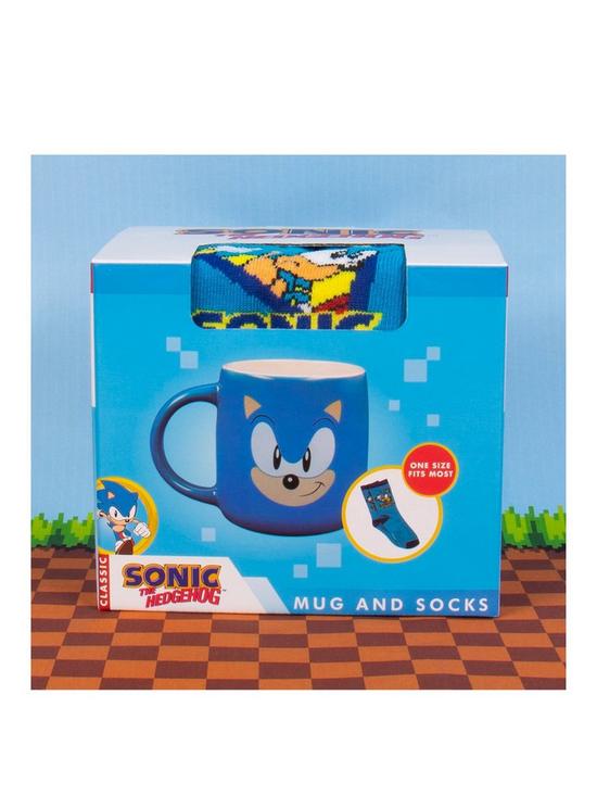 front image of sonic-the-hedgehog-sonic-mug-and-sock-set
