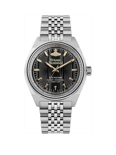 vivienne-westwood-mensnbspsydenhamnbspquartz-watch-with-black-dial-amp-stainless-steel-bracelet