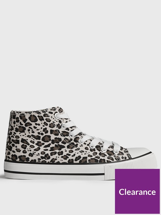 front image of new-look-915-leopard-print-canvas-high-top-trainers-stone