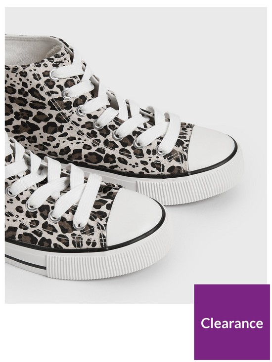 stillFront image of new-look-915-leopard-print-canvas-high-top-trainers-stone