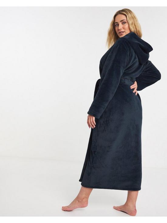 stillFront image of figleaves-cosy-luxury-hooded-long-robe-navy