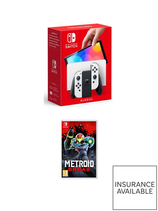 front image of nintendo-switch-oled-switch-olednbspwhite-consolenbspamp-metroid-dread