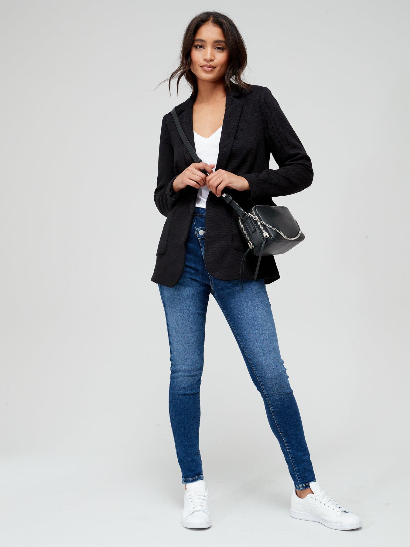  image of everyday-jersey-single-breasted-blazer-black