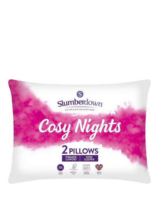 front image of slumberdown-cosy-nights-firm-pillow-2-pack-white