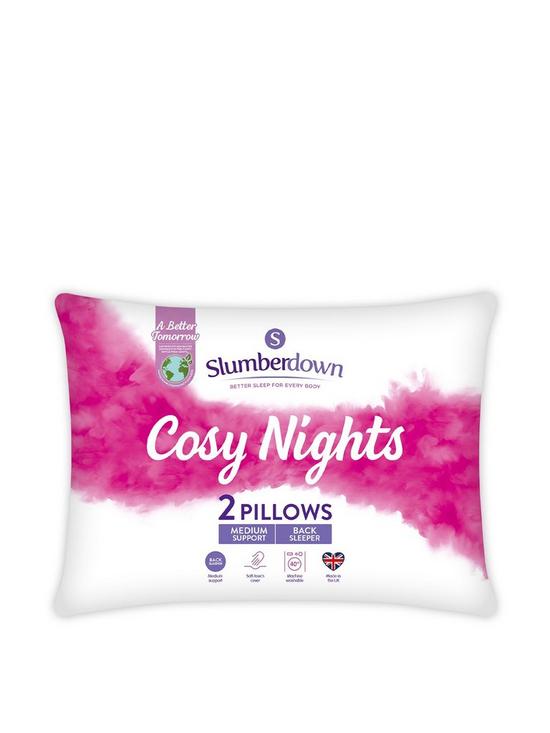 front image of slumberdown-cosy-nights-medium-pillow-2-pack-white