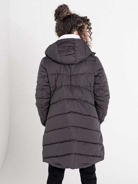 stillFront image of dare-2b-reputable-longline-padded-jacket-black