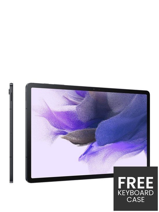 stillFront image of samsung-galaxy-tab-s7-fe-124in-tablet-128gb-5g-black-with-free-keyboard-case