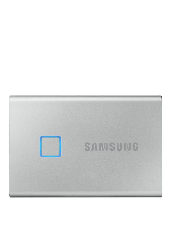 front image of samsung-t7-touch-external-ssd-1tb-mu-pc1t0sww